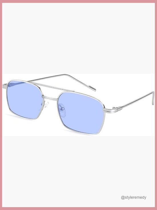 Metal Frame Aviator Sunglasses Square Retro Style UV Protection main image 4